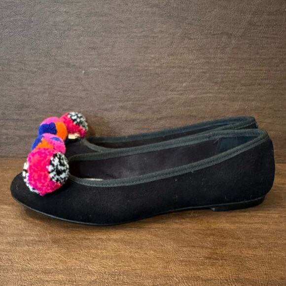 Sophia Webster Bo Pom-Pom Black Suede Leather Ballet Flats Size 5 (35.5) - Picture 3 of 8